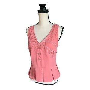 Pins and Needle Salmon Pink Ruffle Hem Top Size XS